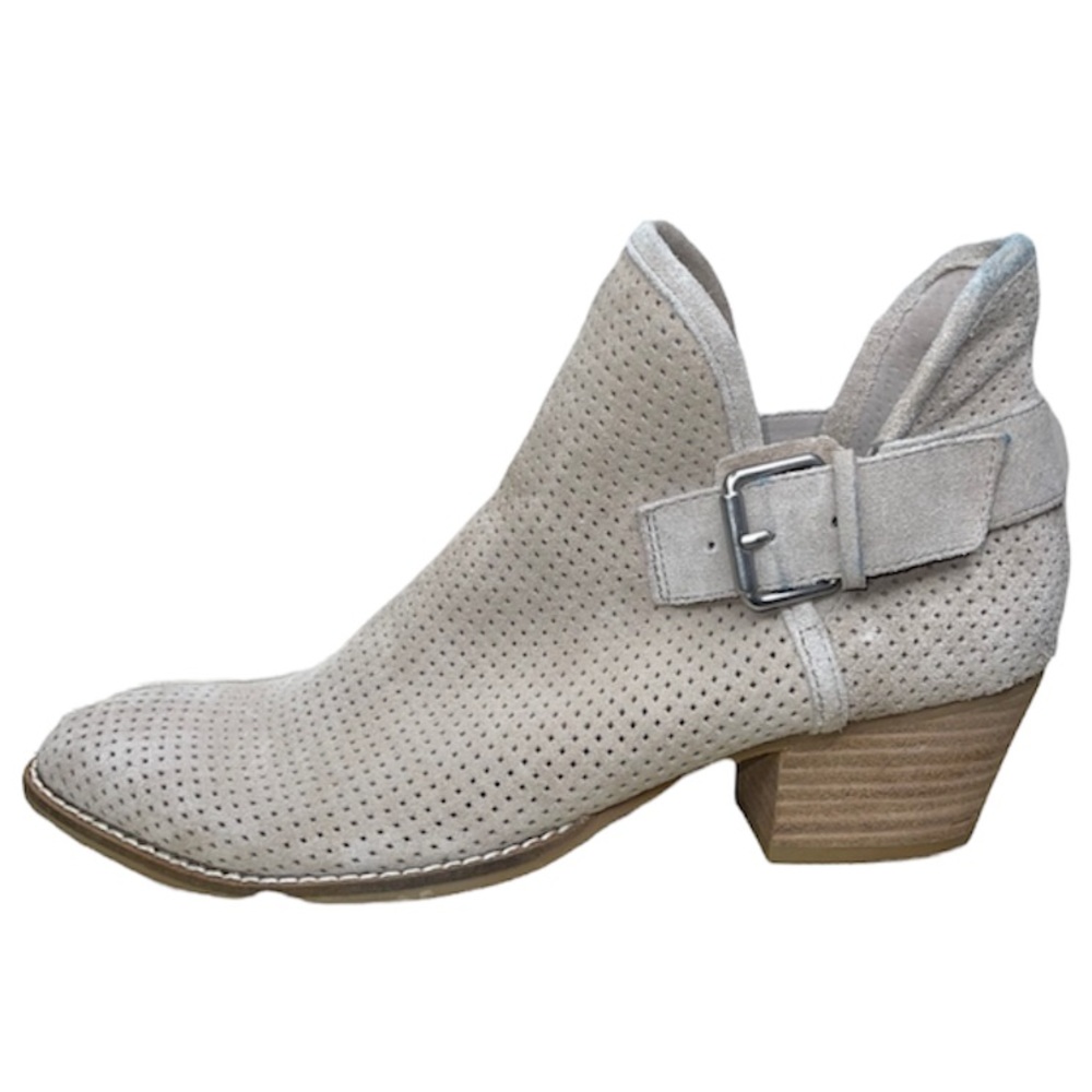 Dolce Vita Simon Perforated Suede Taupe Ankle Boots Womens Size 7 1/2